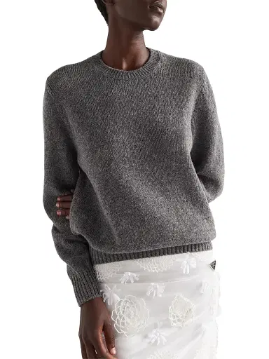 Prada Women's Wool and Cashmere Crew-Neck Sweater - Grey - Size 12 | Thumbnail 3 Prada Women's Wool and Cashmere Crew-Neck Sweater - Grey - Size 12 | Thumbnail 3