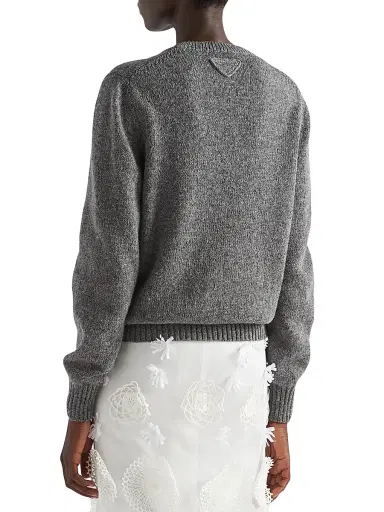 Prada Women's Wool and Cashmere Crew-Neck Sweater - Grey - Size 12 | Thumbnail 5 Prada Women's Wool and Cashmere Crew-Neck Sweater - Grey - Size 12 | Thumbnail 5