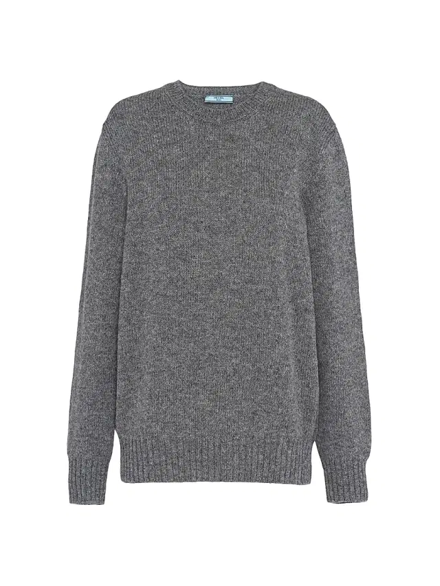 Prada Women's Wool and Cashmere Crew-Neck Sweater - Grey