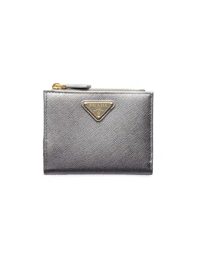 Prada Women's Small Saffiano Leather Wallet - Silver Assorted | Thumbnail 1 Prada Women's Small Saffiano Leather Wallet - Silver Assorted | Thumbnail 1