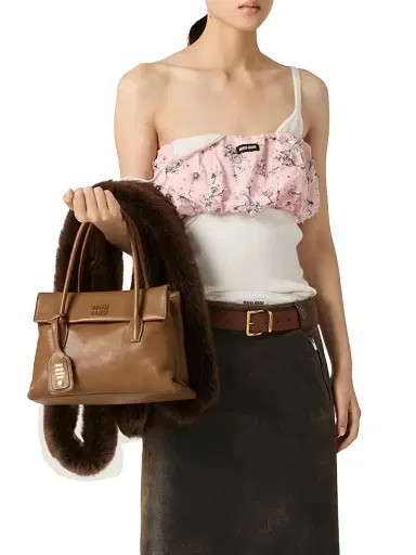 Miu Miu Women's Embroidered Duchesse Bandeau Top - Pink - Size 0 | Thumbnail 2