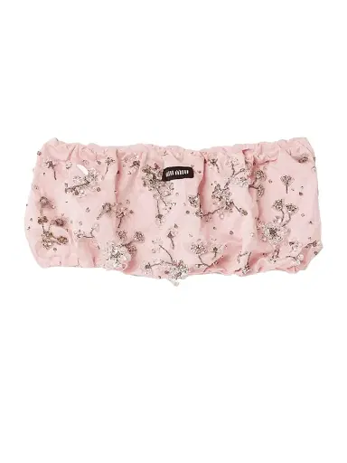 Miu Miu Women's Embroidered Duchesse Bandeau Top - Pink - Size 0 | Thumbnail 1