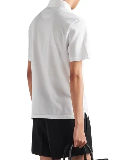 Prada Men's Short-Sleeved Cotton Polo Shirt | Thumbnail 4 Prada Men's Short-Sleeved Cotton Polo Shirt | Thumbnail 4