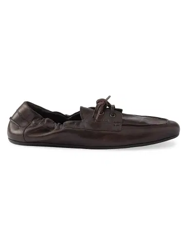 Prada Men's Shuffle Antiqued Leather Laced Shoes - Brown - Size 12 | Thumbnail 1