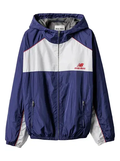 Miu Miu Women's New Balance x with Coco Gauff Technical Poplin Hoodie Jacket - Blue - Size 8 | Thumbnail 1 Miu Miu Women's New Balance x with Coco Gauff Technical Poplin Hoodie Jacket - Blue - Size 8 | Thumbnail 1