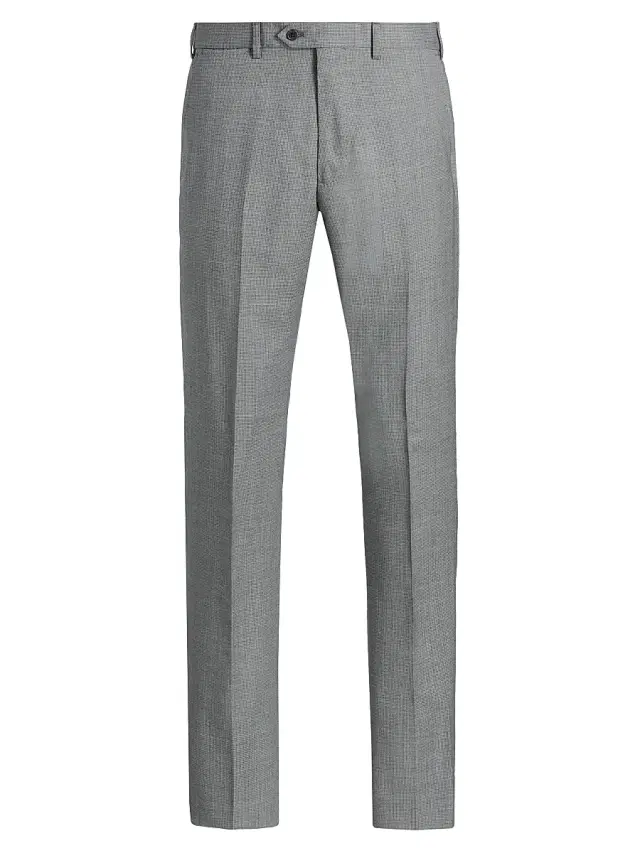 Emporio Armani Men's Textured Virgin Wool Trousers - Grey
