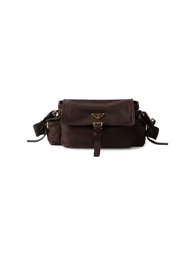 Prada Women's Medium Explore Nappa Leather Shoulder Bag with Flap - Brown | Thumbnail 1 Prada Women's Medium Explore Nappa Leather Shoulder Bag with Flap - Brown | Thumbnail 1