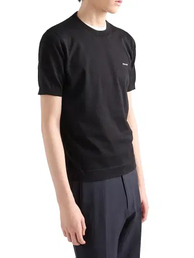 Prada Men's Cotton Crewneck Sweater - Black - Size 48 | Thumbnail 3 Prada Men's Cotton Crewneck Sweater - Black - Size 48 | Thumbnail 3
