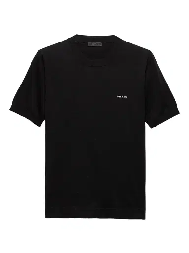 Prada Men's Cotton Crewneck Sweater - Black - Size 48 | Thumbnail 1 Prada Men's Cotton Crewneck Sweater - Black - Size 48 | Thumbnail 1