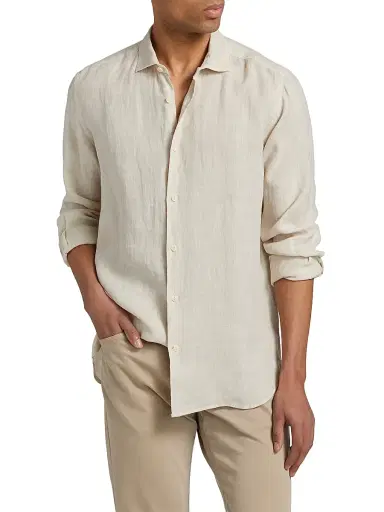 MC2 Saint Barth Men's Pamplona Linen Shirt - Linen Grain | Thumbnail 3