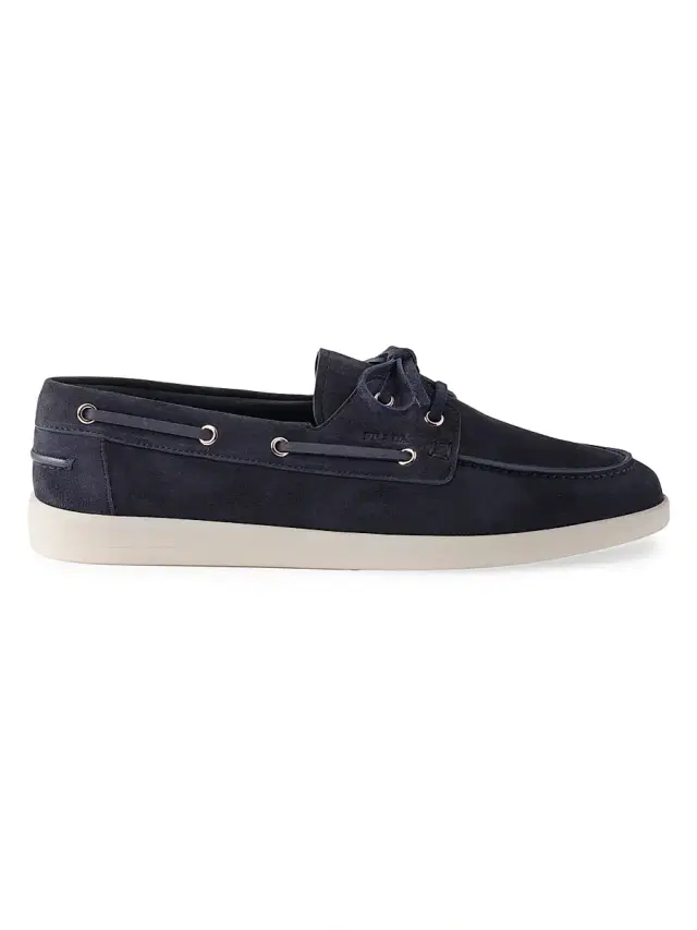 Prada Men's Suede Boat Shoes with Laces - Blue