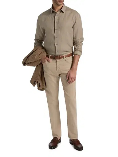 Giorgio Armani Men's Linen Button-Front Shirt - Solid Light - Size 15.5 | Thumbnail 2 Giorgio Armani Men's Linen Button-Front Shirt - Solid Light - Size 15.5 | Thumbnail 2