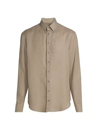 Giorgio Armani Men's Linen Button-Front Shirt - Solid Light - Size 15.5 | Thumbnail 1 Giorgio Armani Men's Linen Button-Front Shirt - Solid Light - Size 15.5 | Thumbnail 1