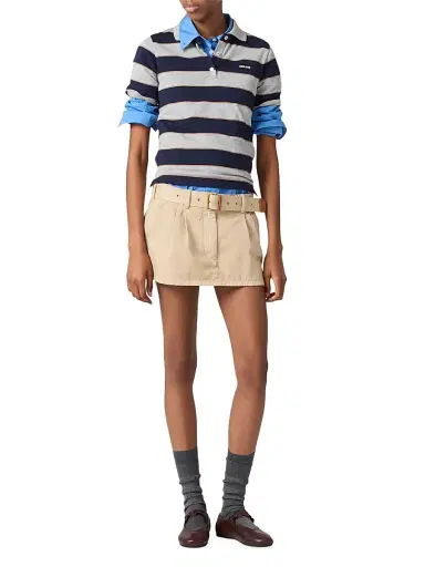 Miu Miu Women's Striped Jersey Polo Shirt | Thumbnail 6 Miu Miu Women's Striped Jersey Polo Shirt | Thumbnail 6