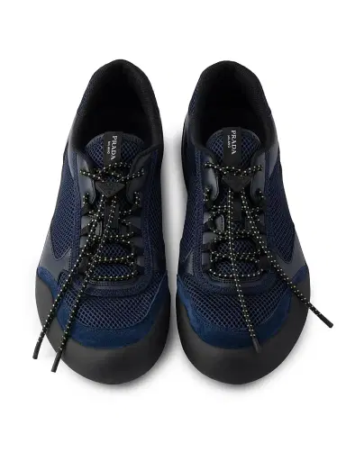 Prada Men's Speedrock Leather and Mesh Fabric Sneakers - Blue - Size 12 | Thumbnail 4 Prada Men's Speedrock Leather and Mesh Fabric Sneakers - Blue - Size 12 | Thumbnail 4