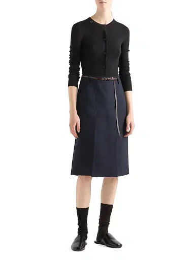 Prada Women's Ribbed Knit Wool Cardigan - Black - Size 12 | Thumbnail 5