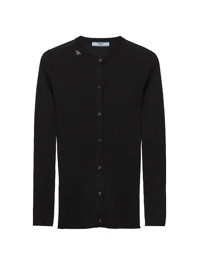Prada Women's Ribbed Knit Wool Cardigan - Black