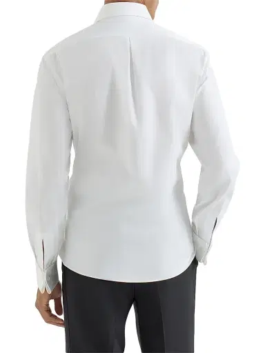 Brunello Cucinelli Men's Cotton Twill Slim Fit Tuxedo Shirt with French Cuff | Thumbnail 3