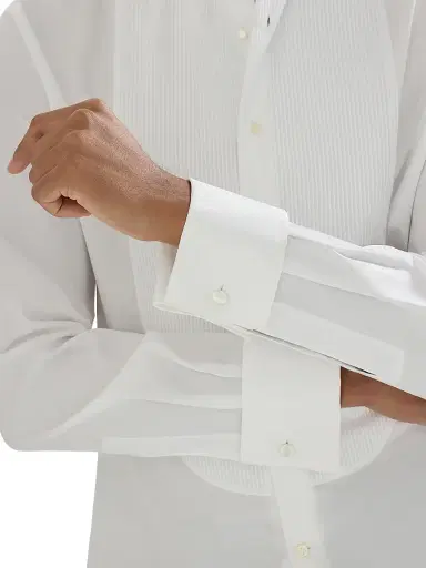 Brunello Cucinelli Men's Cotton Twill Slim Fit Tuxedo Shirt with French Cuff | Thumbnail 4