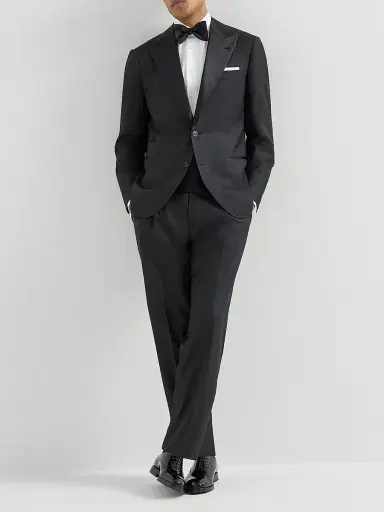 Brunello Cucinelli Men's Cotton Twill Slim Fit Tuxedo Shirt with French Cuff | Thumbnail 6