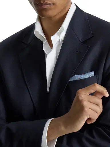Brunello Cucinelli Men's Silk Pocket Square with Diamond Design | Thumbnail 2 Brunello Cucinelli Men's Silk Pocket Square with Diamond Design | Thumbnail 2