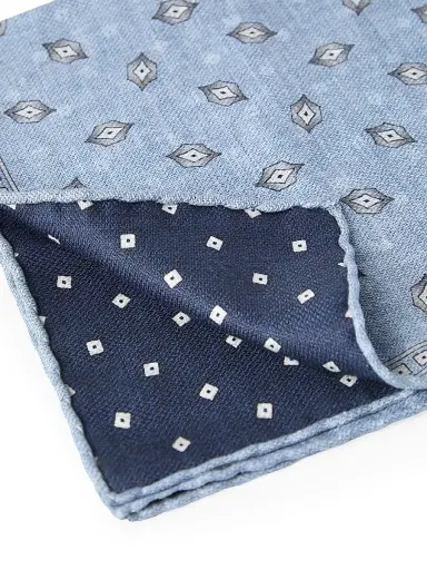 Brunello Cucinelli Men's Silk Pocket Square with Diamond Design | Thumbnail 3 Brunello Cucinelli Men's Silk Pocket Square with Diamond Design | Thumbnail 3