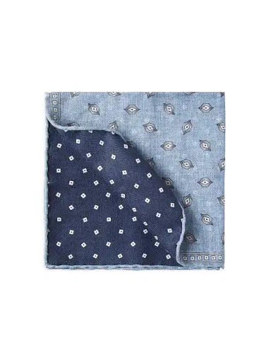 Brunello Cucinelli Men's Silk Pocket Square with Diamond Design | Thumbnail 1 Brunello Cucinelli Men's Silk Pocket Square with Diamond Design | Thumbnail 1