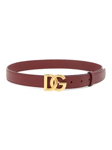 Dolce & Gabbana Women's DG Logo 25MM Leather Belt - Bordeaux - Size Large | Thumbnail 1