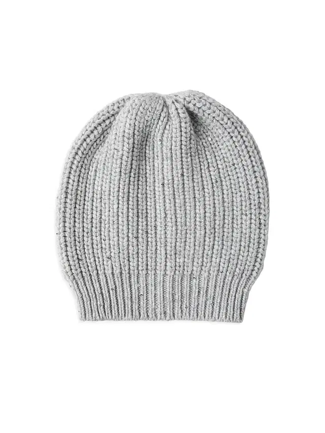 Brunello Cucinelli Women's Cashmere and Silk Diamond Yarn Knit Beanie - Light Grey