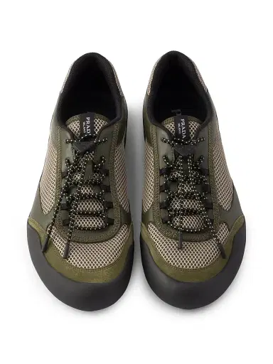 Prada Men's Speedrock Leather and Mesh Fabric Sneakers - Green - Size 5.5 | Thumbnail 4