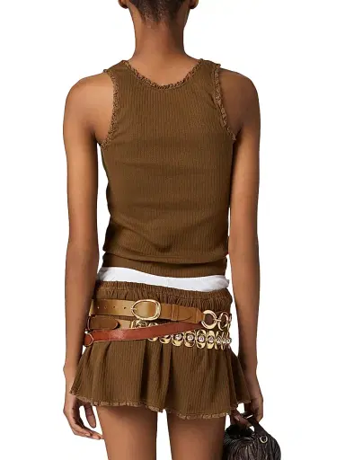 Miu Miu Women's Garment-Dyed Cotton Tank Top - Brown - Size Large | Thumbnail 3 Miu Miu Women's Garment-Dyed Cotton Tank Top - Brown - Size Large | Thumbnail 3