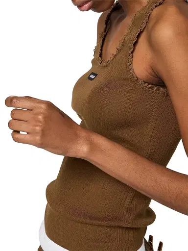Miu Miu Women's Garment-Dyed Cotton Tank Top - Brown - Size Large | Thumbnail 4 Miu Miu Women's Garment-Dyed Cotton Tank Top - Brown - Size Large | Thumbnail 4
