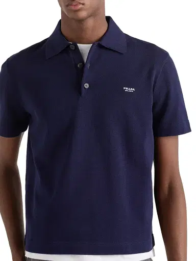 Prada Men's Cotton Polo Shirt - Blue - Size 42 | Thumbnail 4 Prada Men's Cotton Polo Shirt - Blue - Size 42 | Thumbnail 4