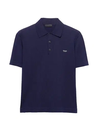 Prada Men's Cotton Polo Shirt - Blue - Size 42 | Thumbnail 1 Prada Men's Cotton Polo Shirt - Blue - Size 42 | Thumbnail 1