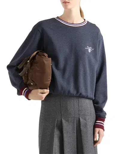 Prada Women's Cotton Fleece Crew-Neck Sweatshirt - Blue - Size Large | Thumbnail 2 Prada Women's Cotton Fleece Crew-Neck Sweatshirt - Blue - Size Large | Thumbnail 2
