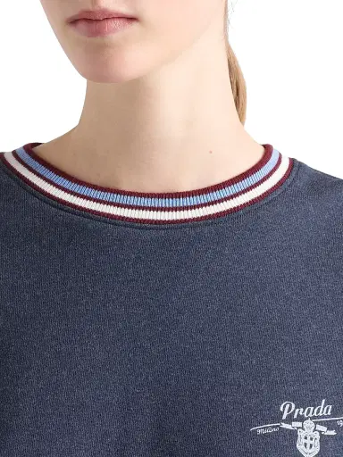 Prada Women's Cotton Fleece Crew-Neck Sweatshirt - Blue - Size Large | Thumbnail 5 Prada Women's Cotton Fleece Crew-Neck Sweatshirt - Blue - Size Large | Thumbnail 5