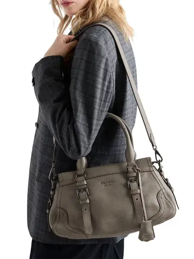 Prada Women's Large Leather Tote Bag - Grey | Thumbnail 2
