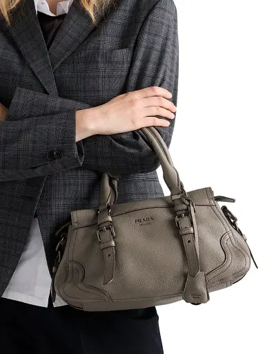 Prada Women's Large Leather Tote Bag - Grey | Thumbnail 3