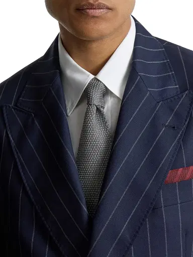 Brunello Cucinelli Men's Silk Knit Tie - Grey | Thumbnail 2 Brunello Cucinelli Men's Silk Knit Tie - Grey | Thumbnail 2