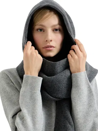 Brunello Cucinelli Women's Hooded Wool and Cashmere Knit Scarf | Thumbnail 5 Brunello Cucinelli Women's Hooded Wool and Cashmere Knit Scarf | Thumbnail 5