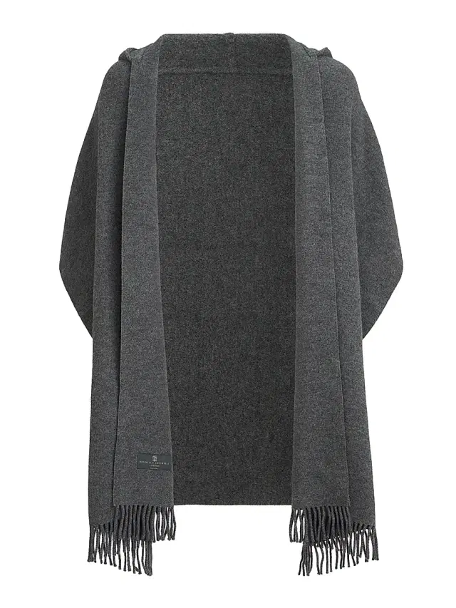 Brunello Cucinelli Women's Hooded Wool and Cashmere Knit Scarf - Anthracite