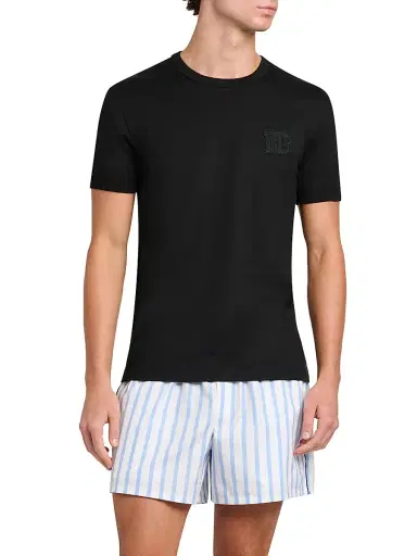 Dolce & Gabbana Men's DG Patch Cotton Crewneck T-Shirt - Nero - Size 46 | Thumbnail 3