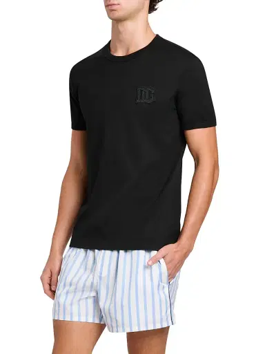 Dolce & Gabbana Men's DG Patch Cotton Crewneck T-Shirt - Nero - Size 46 | Thumbnail 4