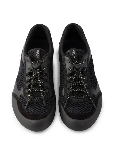 Prada Men's Speedrock Leather and Mesh Fabric Sneakers - Black - Size 7.5 | Thumbnail 4 Prada Men's Speedrock Leather and Mesh Fabric Sneakers - Black - Size 7.5 | Thumbnail 4