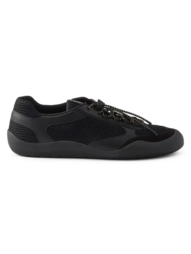 Prada Men's Speedrock Leather and Mesh Fabric Sneakers - Black