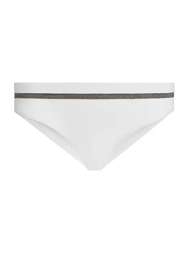 Brunello Cucinelli Women's Techno Jersey Bikini Bottoms with Monili - White