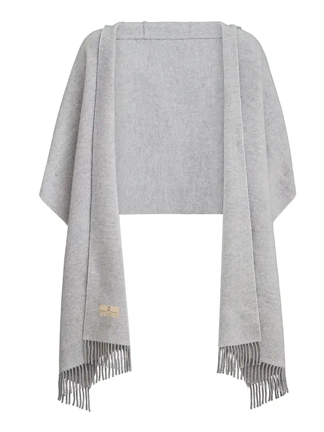 Brunello Cucinelli Women's Hooded Wool and Cashmere Knit Scarf - Light Grey