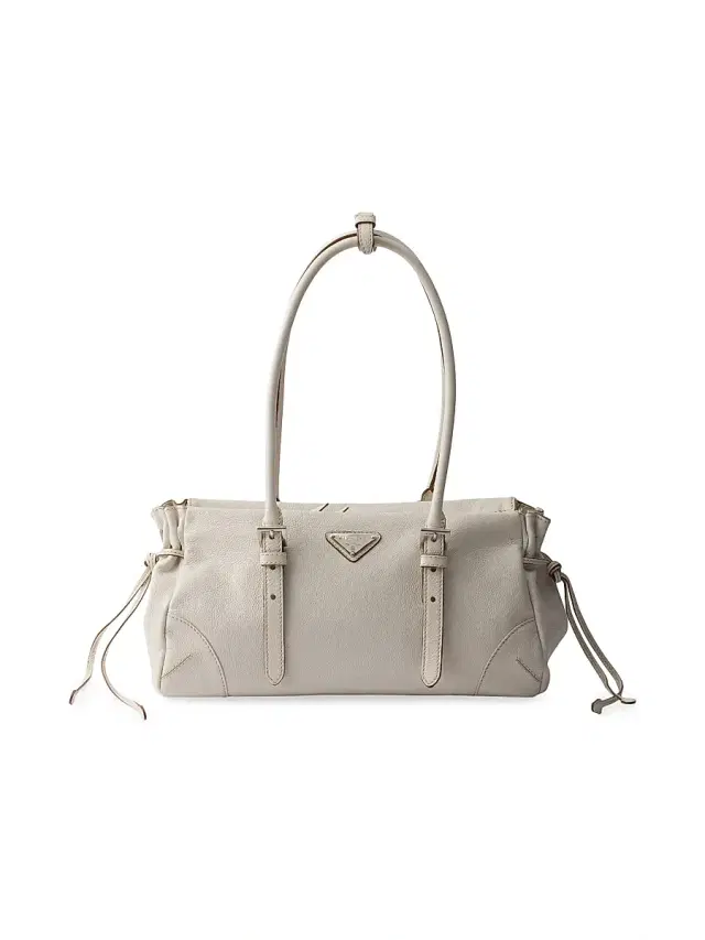 Prada Women's  Antiqued Leather Shoulder Bag - Beige Khaki