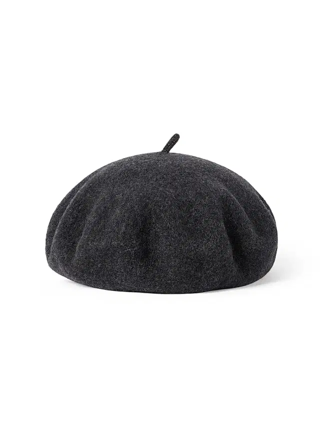 Brunello Cucinelli Women's Wool Beret with Precious Detail - Anthracite