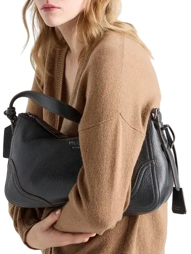 Prada Women's Aimèe Large Leather Shoulder Bag - Black | Thumbnail 3 Prada Women's Aimèe Large Leather Shoulder Bag - Black | Thumbnail 3
